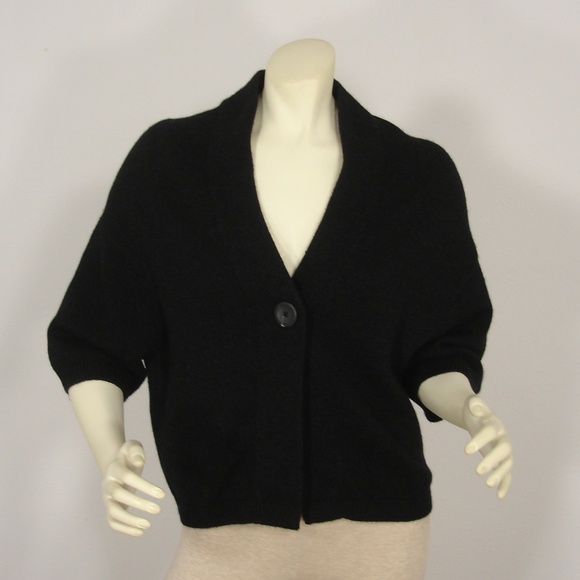 VINCE BLACK ALPACA WOOL CASHMERE BLEND CARDIGAN L - Picture 1 of 8